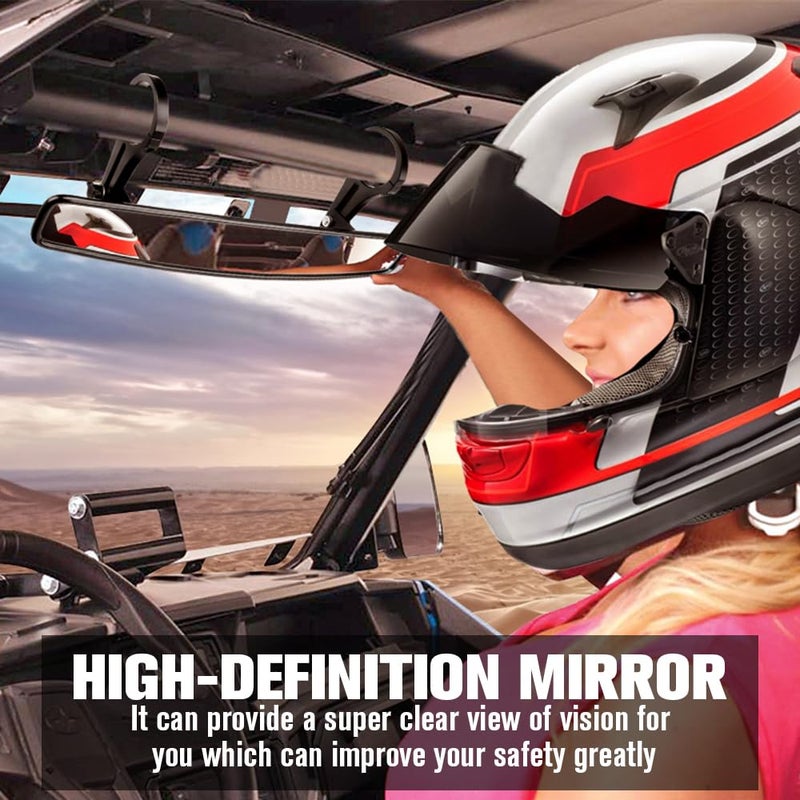ISSYAUTO 15" Ultra Clear SXS UTV Center Mirror Compatible with Polaris RZR 800 900 1000 Turbo PRO XP, Pioneer 1000, Arctic Cat Wildcat, UTV Rear View Mirror with Convex Design Only Fit 1.75" Roll Bar - Image 2